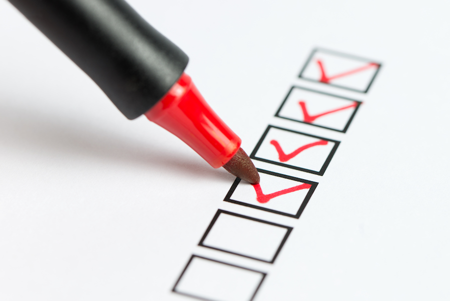 red marker checking off boxes